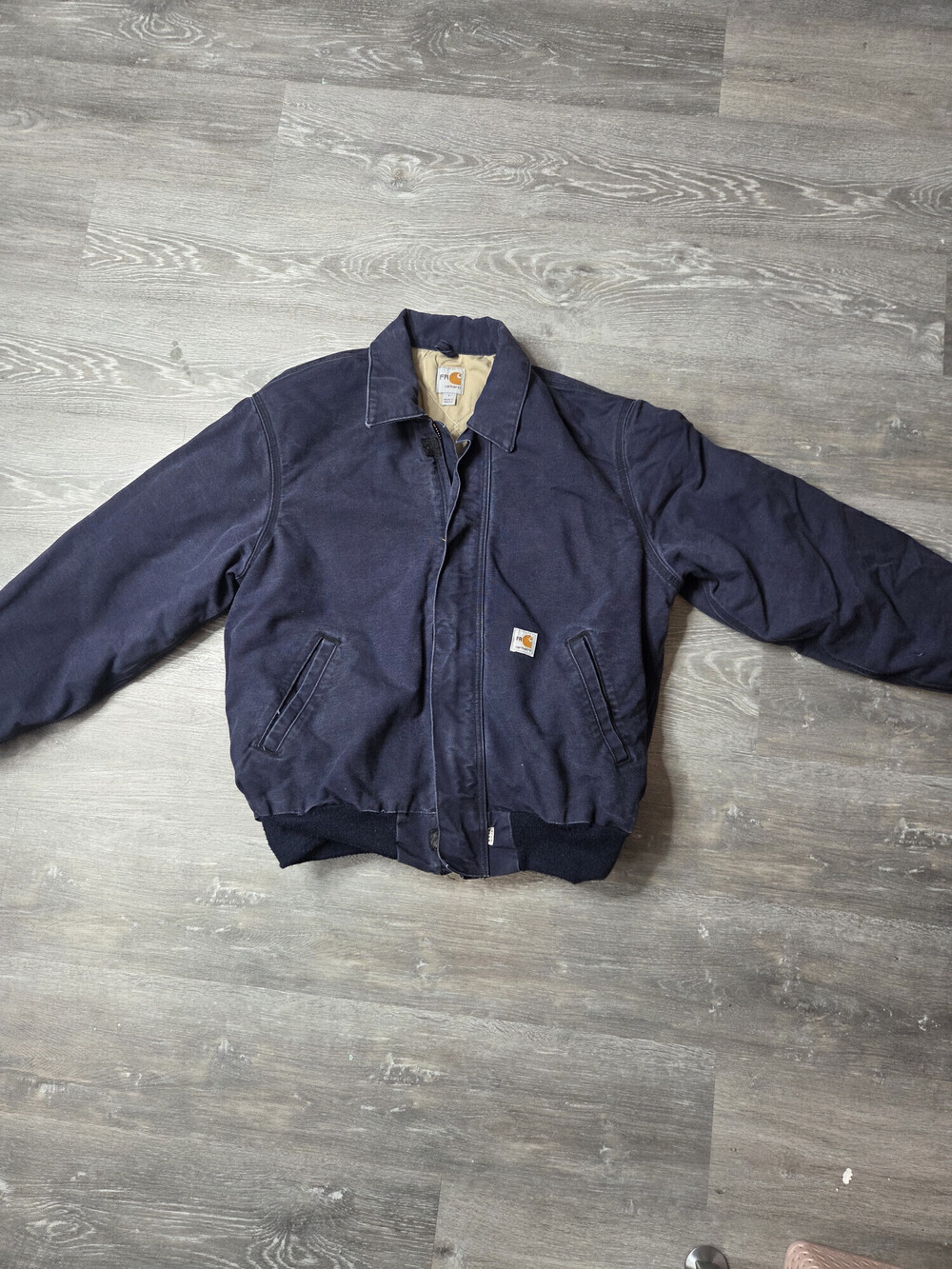 Carhartt FR Mens L Navy Quilted Flame Resistant Work Jacket NFPA 2112